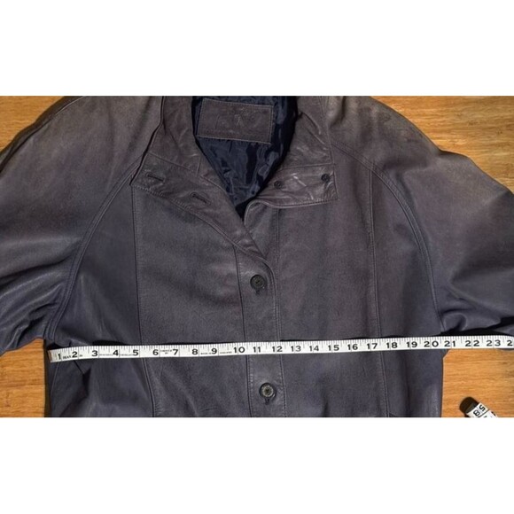 Vintage Jacqueline Ferrar Gray Button-Down 80s Leather Jacket - Size L - Picture 5 of 7